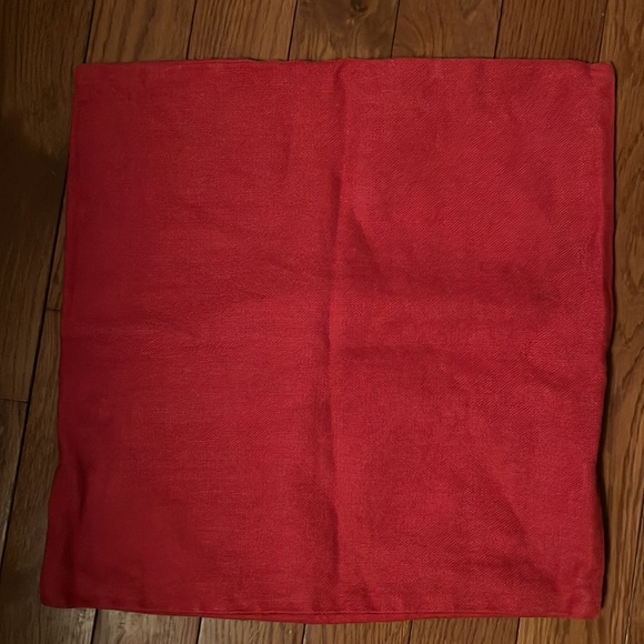 Pottery Barn Red accent pillow cover with brown button - Picture 3 of 11